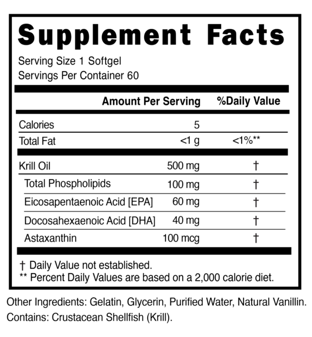 Krill Oil Softgels 1 Serving Supplement Facts 101365