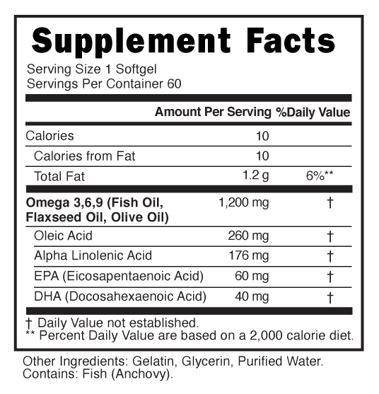 Omega-3-6-9 Supplement Facts 100670