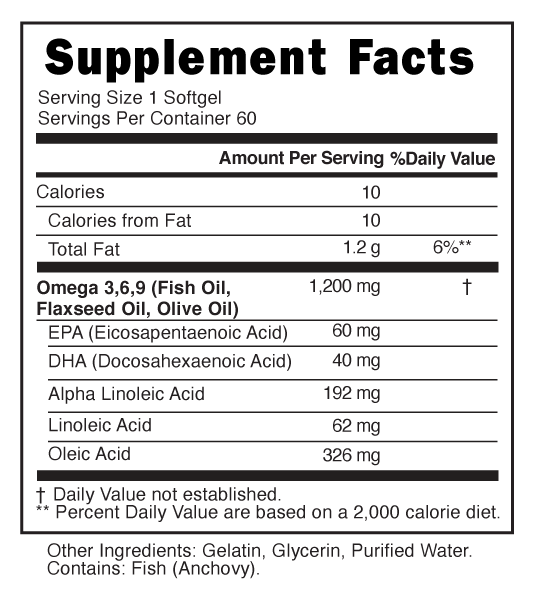Omega 3 6 9 Supplement Facts 100670