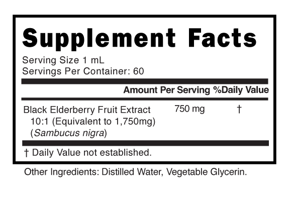 Black Elderberry Extract Tincture Supplement Facts 100709 (002)