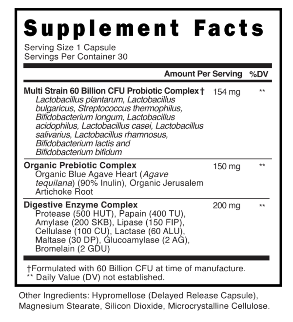 Probiotic & Prebiotic Capsules Supplement Facts 101702 (003)