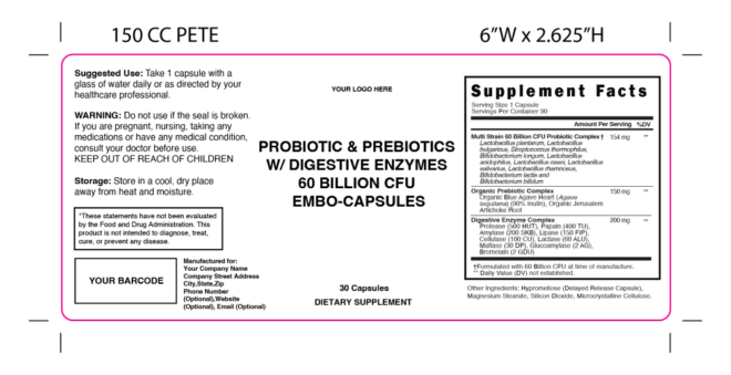 Probiotic & Prebiotics w-Digestive Enzymes Label 150cc PETE 101702