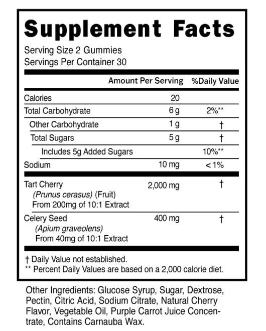 Tart Cherry Gummies Supplement Facts 100594 (002)