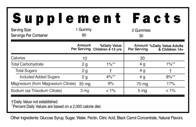 Magnesium Citrate Childrens Supplement Facts 100586 (002)