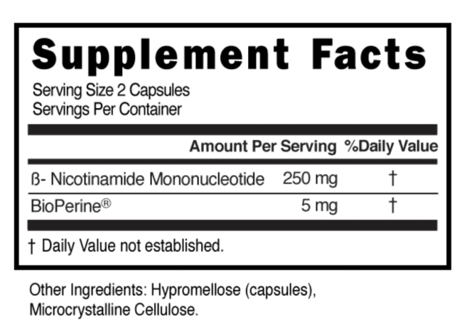 NMN Bioperine Capsules Supplement Facts