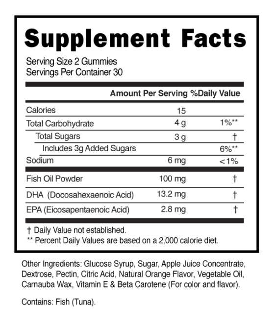 Omega 3 Bear Gummies Supplement Facts 100771 (002)
