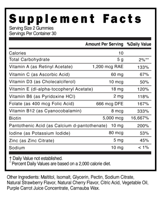 HSN Sugar Free Gumdrop Gummies Strawberry Supplement Facts 100932