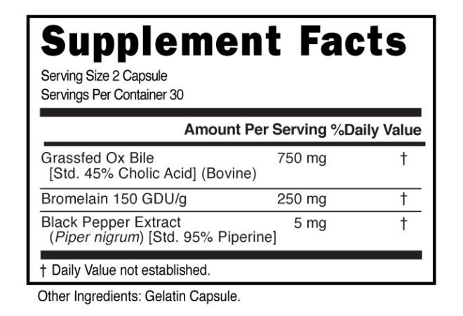 GrassFed Ox Bile Capsule Supplement Facts 1012345 (002)