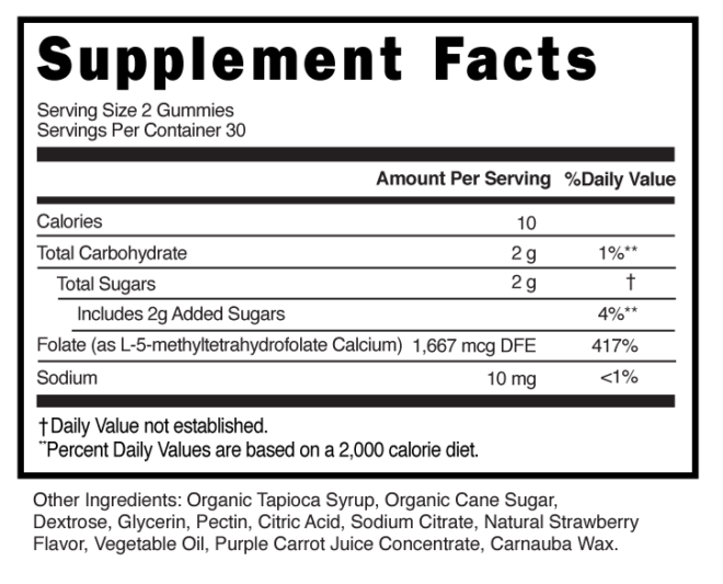Metylfolate Gummies Supplement Facts 101224 (003)