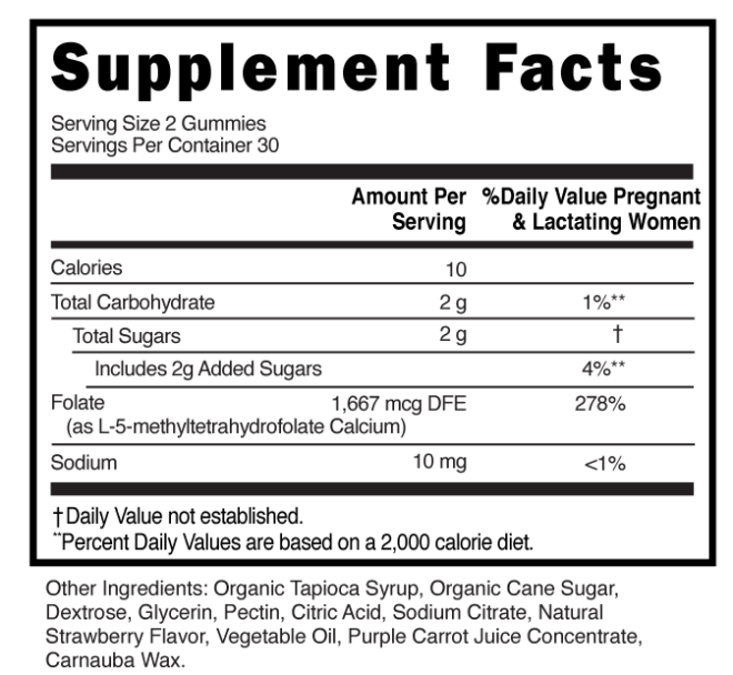 Prenatal Boost Methyl Folate Gummies Supplement Facts 101224 (002)