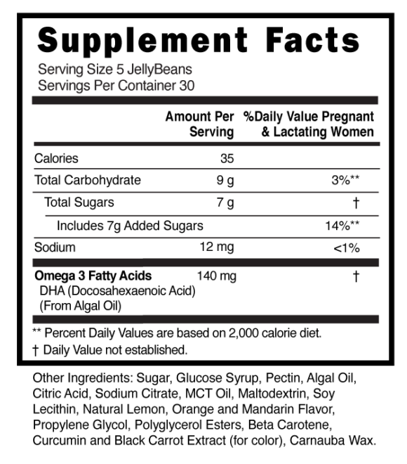 Prenatal Omega DHA Jellybeans Supplement Facts 101209 (002)