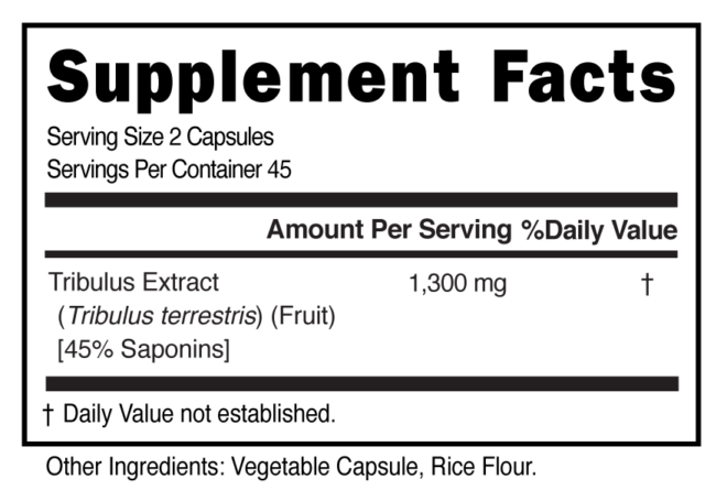 Tribulus Capsules Supplement Facts 101220 (003)