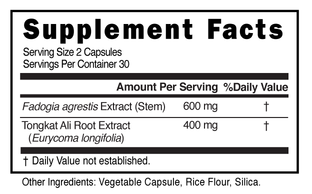 Fadogia Agrestis 600mg Capsules Supplement Facts 101303 (002)
