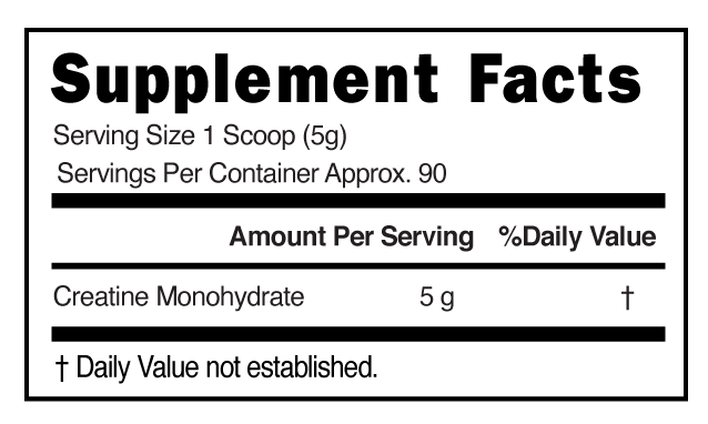 Creatine Monohydrate 454g Supplement Facts 101344 (002)