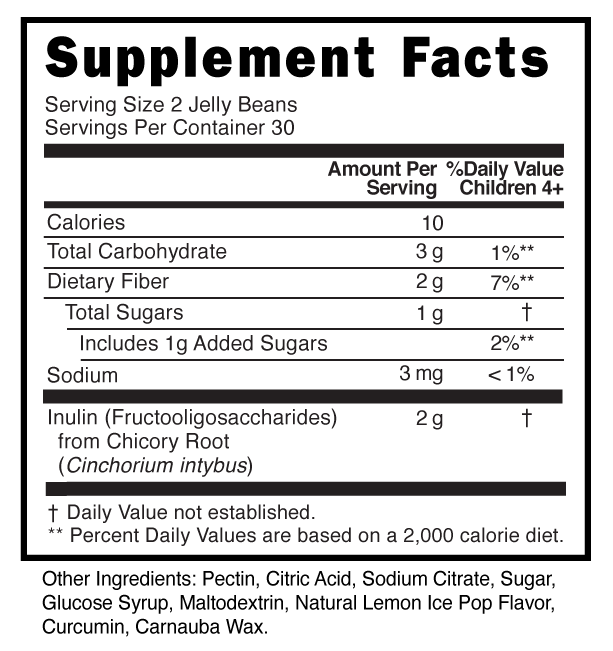 Prebiotic Fiber Childrens Jellybeans Supplement Facts 101330 (002)