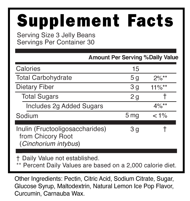 Prebiotic Fiber Jellybeans Supplement Facts 101330 (002)