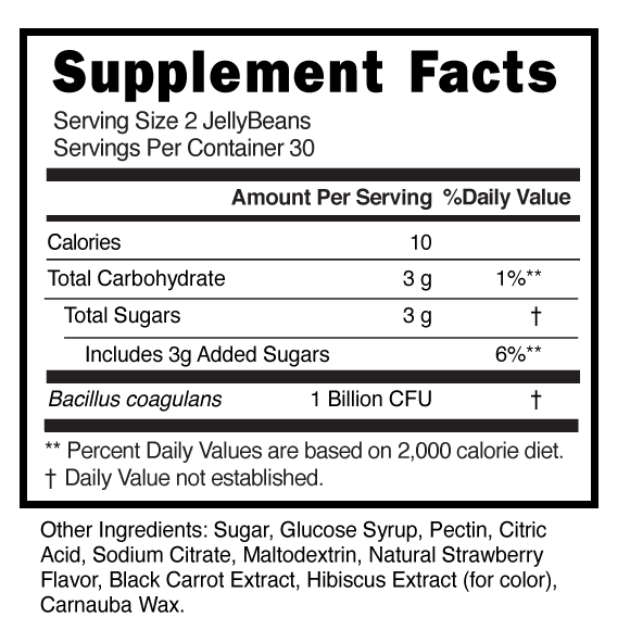 Probiotic Jellybeans Supplement Facts 101329 (002)