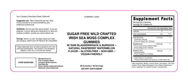 Sea Moss Sugar Free Gummies 250cc PETE 101335