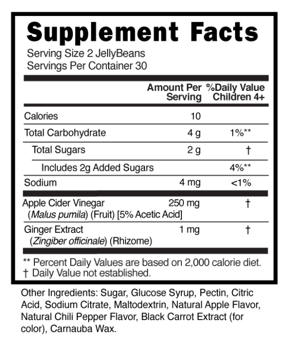 ACV Ginger Jellybeans Supplement Facts 101331 (002)