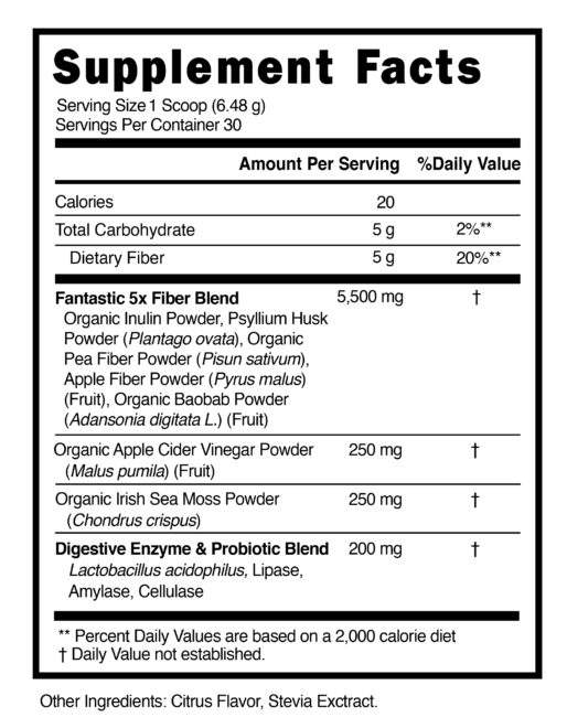 Balanced Fiber Mix Citrus Flavor Supplement Facts 101429