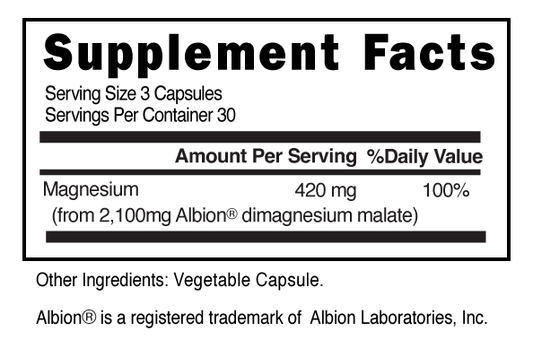 Magnesium Malate Capsules Supplement Facts 101511