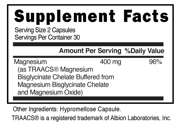 Magnesium TRACC Capsules Supplement Facts 101512