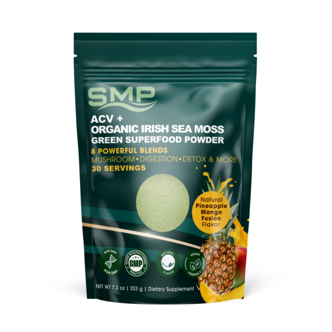 ACV + Organic Irish Sea Moss Green Superfood 8 Powerful Blends Pineapple Mango 101599 BAG