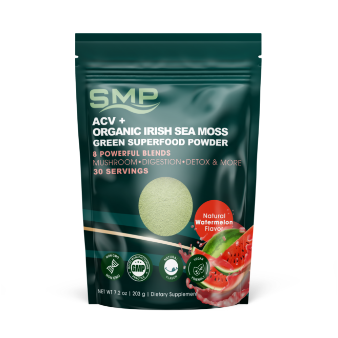 ACV + Organic Irish Sea Moss Green Superfood 8 Powerful Blends– Natural Watermelon 101600 BAG
