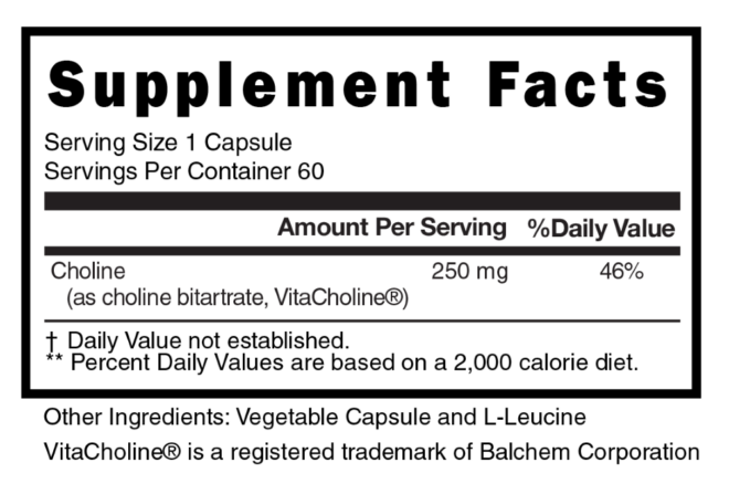 VitaCholine Capsules Supplement Facts 101637 (003)