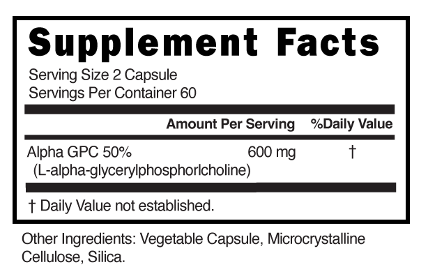 Alpha GPC Capsules Supplement Facts 101722
