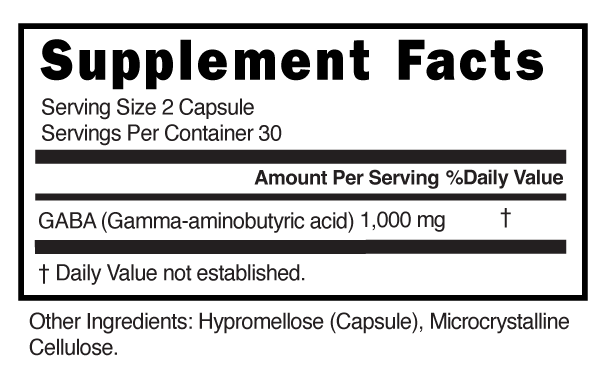 GABA 1,000mg Capsules Supplement Facts 101726