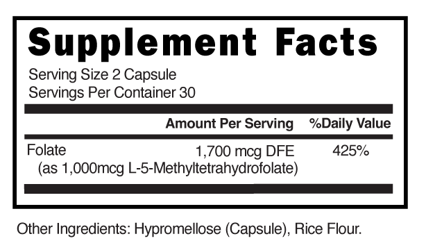 Methyl Folate 1,000mcg Capsules Supplement Facts 101709 (002)