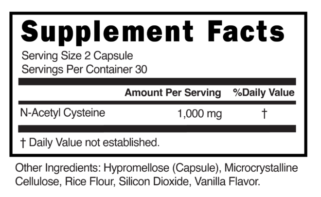 NAC Capsules Supplement Facts 101719
