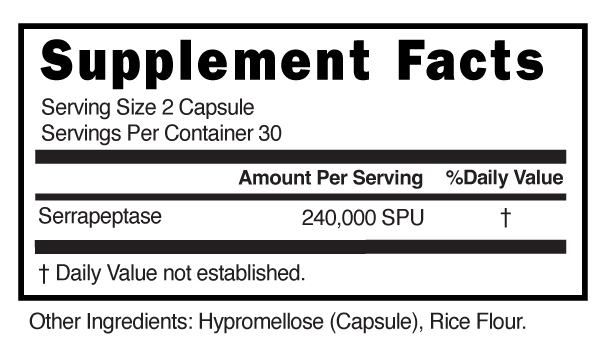 Serrapeptase Capsules Supplement Facts 101718 (002)