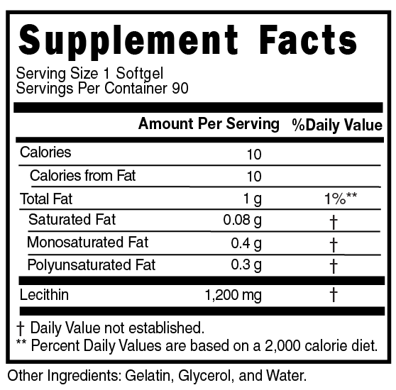 Sunflower Lecithin 1200mg Supplement Facts 101648
