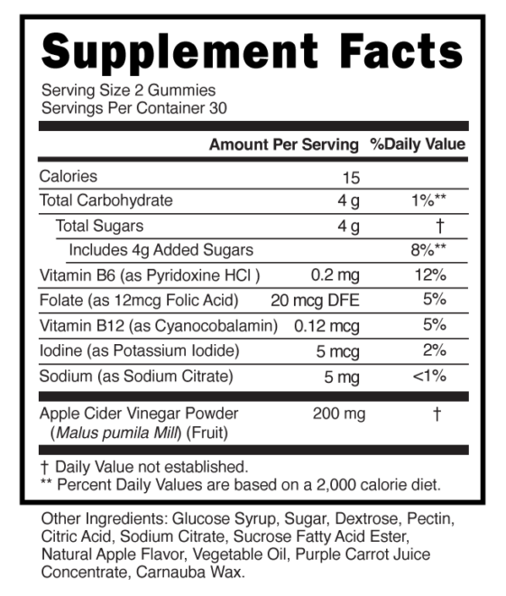 ACV+ Gummies Supplement Facts 101803 (002)