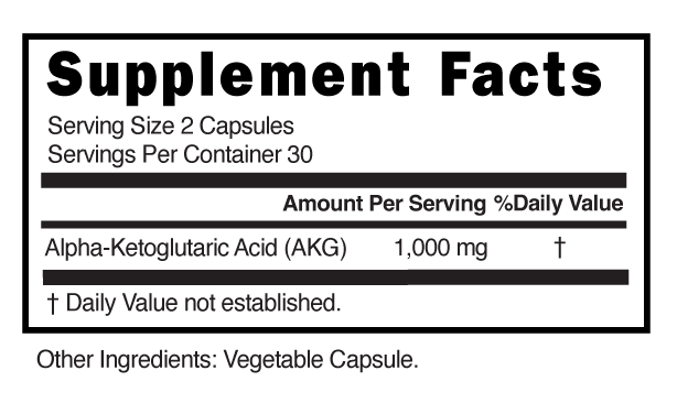 AKG Capsules Supplement Facts 101750