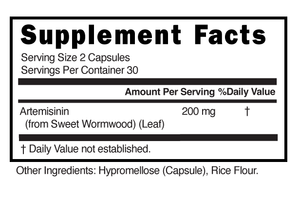 Artemisinin Capsules Supplement Facts 101760