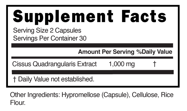 Cissus Quad Capsules Supplement Facts 101749