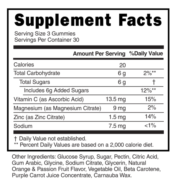 Electorlyte Gummies 3 Servings Supplement Facts 101802