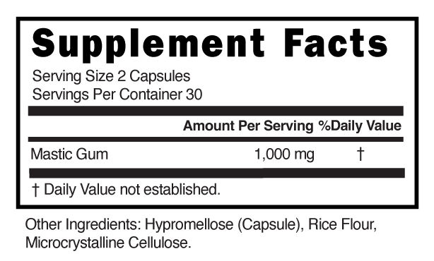 Mastic Gum Capsules Supplement Facts 101768