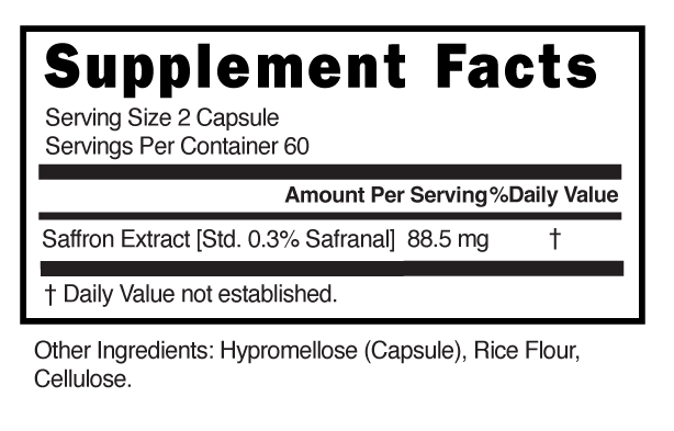Saffron Capsules Supplement Facts 101742