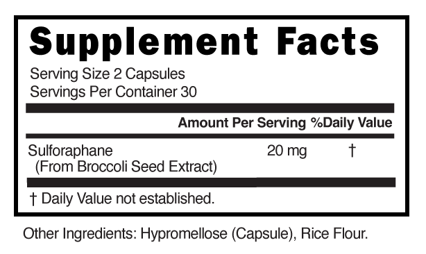 Sulforaphane Capsules Supplement Facts 1017758