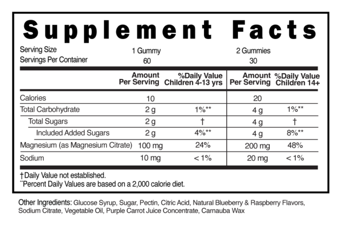 Magnesium Citrate Childrens Supplement Facts 101812 (002)